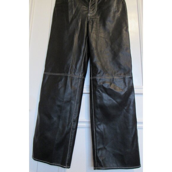 We the Free Faux Leather Pants, Black, sz. 4 , waist 26in, closure buttons: - Picture 8 of 8